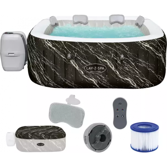 СПА-бассейн BESTWAY HOLLYWOOD LUXE AIRJET 6 MARBLE 6001F, 180х180х66см 6001F BW